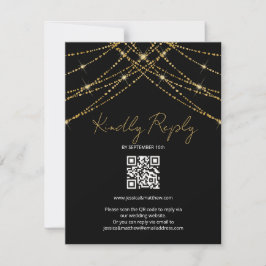 Romantische gouden string bruiloft RSVP kaartje