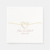 Romantische gouden touw hart bruiloft servet (Voorkant)