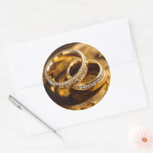 Romantische gouden trouwringen olieverfschilderij ronde sticker (Envelop)