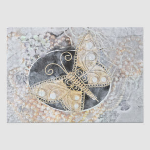 -Romantische gouden zwarte vlinder Tissuepapier