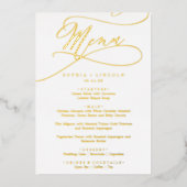 Romantische goudfolie Fancy Elegant Trouwmenu Folie Uitnodiging (Voorkant)