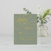 Romantische goudfolie | Sage Green Children RSVP-k Folie Uitnodiging Briefkaart (Staand Voorkant)