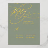 Romantische goudfolie | Sage Green Children RSVP-k Folie Uitnodiging Briefkaart (Voorkant)