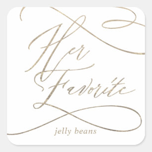 Romantische goudkalligrafie haar favoriete plezier vierkante sticker