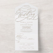 Romantische goudkalligrafie Het huwelijk van All In One Uitnodiging (Binnen)