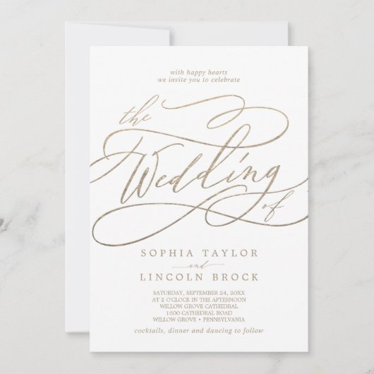 Romantische goudkalligrafie in één keer kaart (Voorkant)