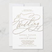 Romantische goudkalligrafie laadt het huwelijk van kaart (Voorkant)