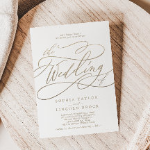 Romantische goudkalligrafie laadt het huwelijk van