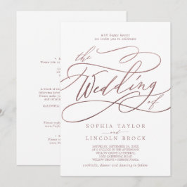 Romantische goudkalligrafie op het Roos in één kee Kaart