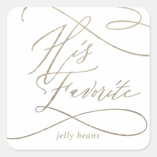 Romantische goudkalligrafie zijn favoriete plezier vierkante sticker