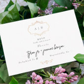 romantische  goudmonogram bruiloft RSVP kaartje