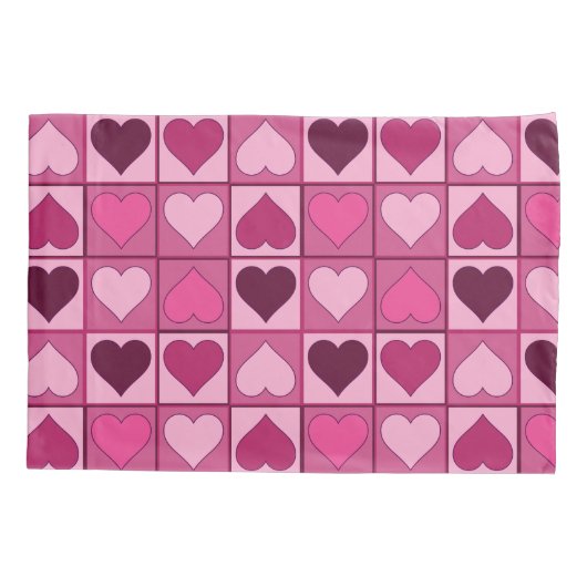 Romantische Graphical Pink Hearts Up and Down Kussensloop (Achterkant)