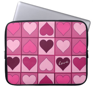 Romantische Graphical Pink Hearts Up and Down Laptop Sleeve
