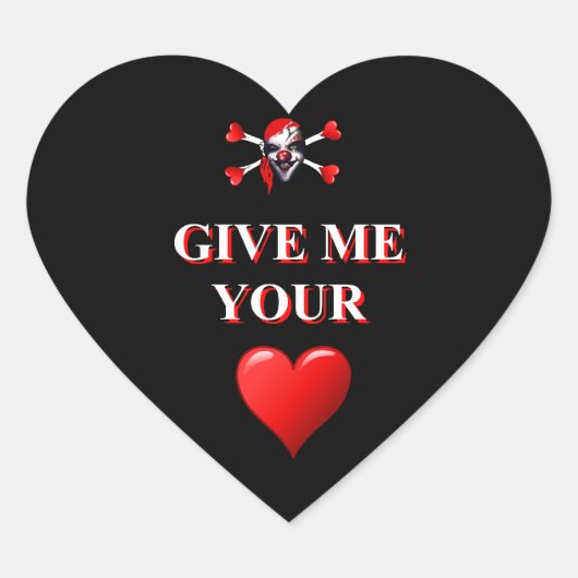 Romantische grappige piraat en rood liefdeshart hart sticker (Voorkant)
