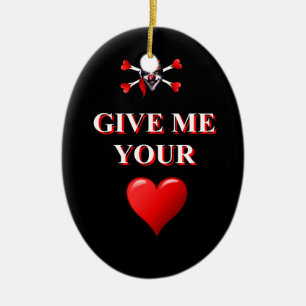 Romantische grappige piraat en rood liefdeshart keramisch ornament