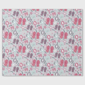 Romantische Grey Bows en Rozen Cadeaupapier (Vlak)