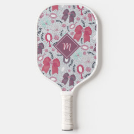 Romantische Grey Bows en Rozen Pickleball Paddle