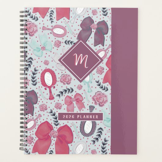 Romantische Grey Bows en Rozen Planner (Voorkant)