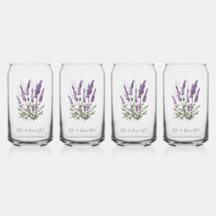 Romantische grijs paarse lavendel bloem blikvorm glas