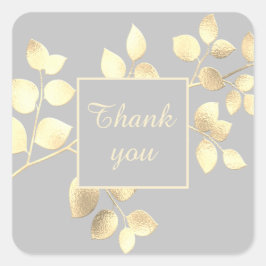Romantische grijze gouden bladeren vierkante stick vierkante sticker