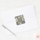 Romantische grijze gouden bladeren vierkante stick vierkante sticker (Envelop)