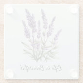 Romantische grijze paarse lavendel bloemrijke brui glazen onderzetter (Achterkant)