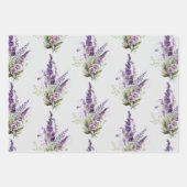Romantische grijze paarse lavendel bloemrijke brui inpakpapier vel (Voorkant 3)