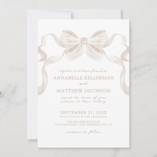 Romantische grillige boog elegante bruiloft kaart (Voorkant)