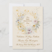 Romantische grillige botanische krans trouwfoto save the date (Voorkant)