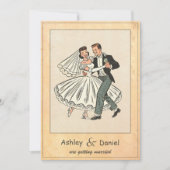 Romantische grillige bruid bruidegom 50s Comic Wed Kaart (Voorkant)