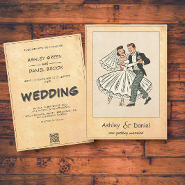 Romantische grillige bruid bruidegom 50s Comic Wed Kaart