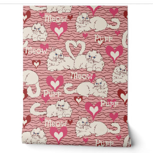 Romantische grillige Perzische Katten op Roze Behang