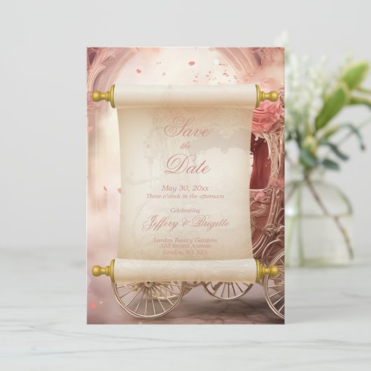 Romantische  grillige Save The Date bruiloft (Staand voorkant)