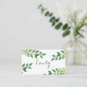 Romantische groene bladeren - naam Kaart Plaatskaartje (Staand voorkant)