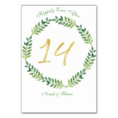 Romantische Groene Bladeren - Trouwtafel card14rin Kaart (Achterkant)