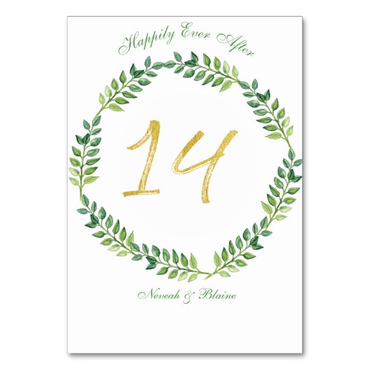 Romantische Groene Bladeren - Trouwtafel card14rin Kaart (Voorkant)