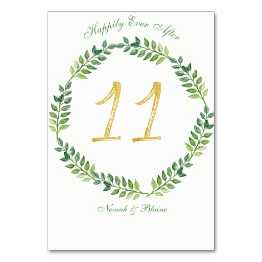 Romantische Groene Bladeren - Trouwtafel kaart 11r (Voorkant)