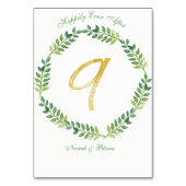 Romantische Groene Bladeren - Trouwtafel kaart 9 r (Achterkant)