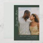 Romantische groene bloem foto save the date (Voorkant / Achterkant)