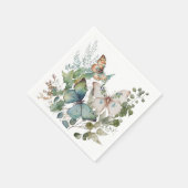 Romantische groene bloemen en vlinder servet (Hoek)