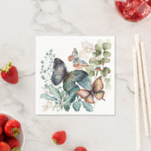 Romantische groene bloemen en vlinder servet (Insitu)