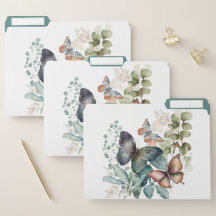 Romantische groene bloemen vlinder bestandsmap