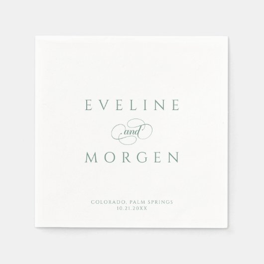 Romantische  groene bruiloft typografie servet (Voorkant)