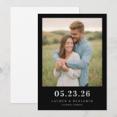 Romantische groene foto save the date (Voorkant / Achterkant)