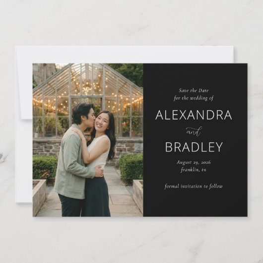 Romantische groene foto save the date (Voorkant)