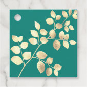 Romantische groene gouden bladeren bruiloft gunst  bedankjes labels (Voorkant)