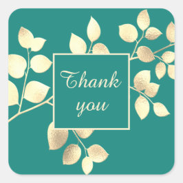 Romantische groene gouden bladeren vierkante stick vierkante sticker