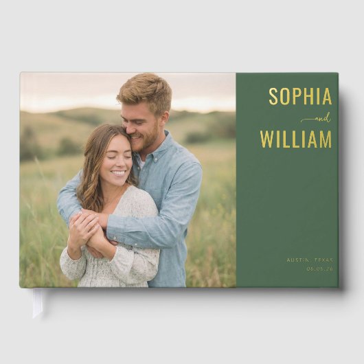 Romantische Groene Huidige Foto Gastenboek (Voorkant)