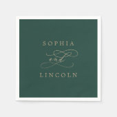 Romantische groene kalligrafie bloeien bruiloft servet (Voorkant)