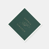 Romantische groene kalligrafie bloeien bruiloft servet (Hoek)